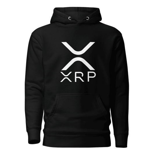 XRP Symbol and Text (White) - Unisex Hoodie